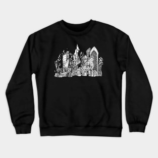 Abstract cityscape doodle art Crewneck Sweatshirt